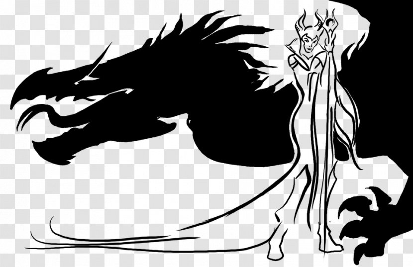 Maleficent Silhouette Dragon Drawing Clip Art - Watercolor Transparent PNG