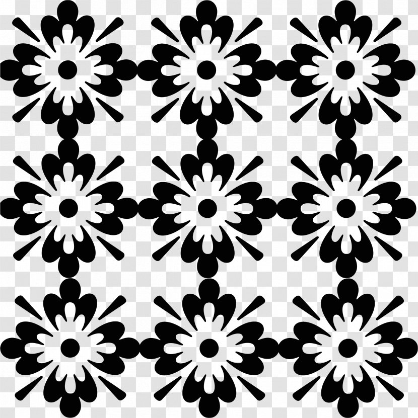 Black And White Ornament Clip Art - Petal - FLOWER PATTERN Transparent PNG