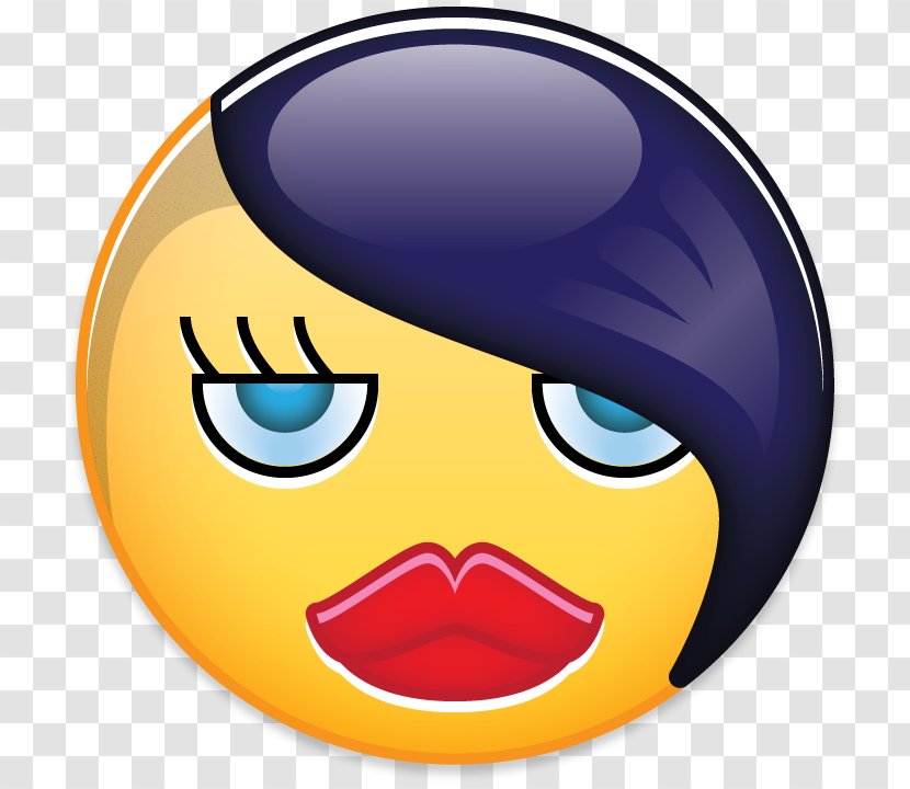 Emoji Blue Hair Smiley Comb - Facial Expression - 314 Transparent PNG
