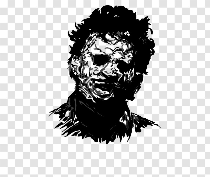 Black And White Leatherface Drawing Visual Arts - Fictional Character - Chainsaw Horror Transparent PNG