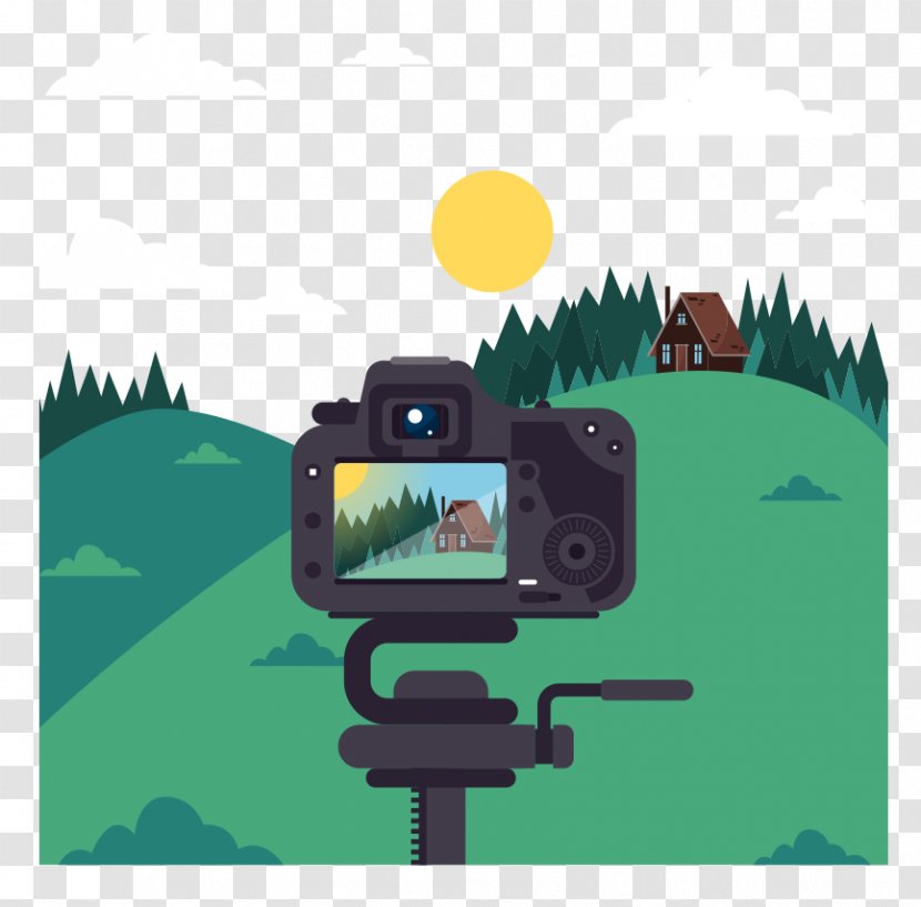 Photography Take Illustration - Shoot Camera Outskirts Scenery Vector Transparent PNG