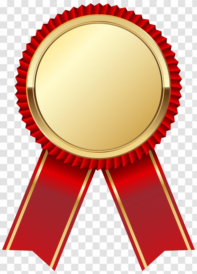 Ribbon - Award - Gold Medal With Red Clipart Picture Transparent PNG