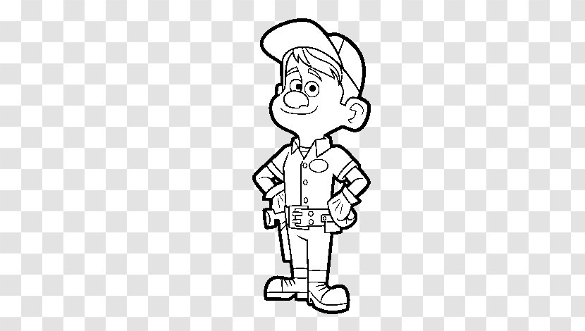 Fix-It Felix Coloring Book Black And White King Candy Drawing - Tree - Wreck It Ralph Transparent PNG