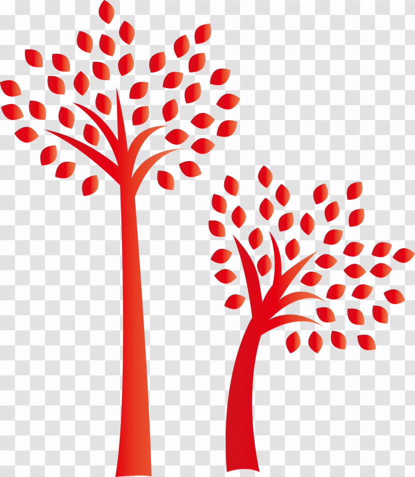 Red Leaf Plant Tree Line Transparent PNG
