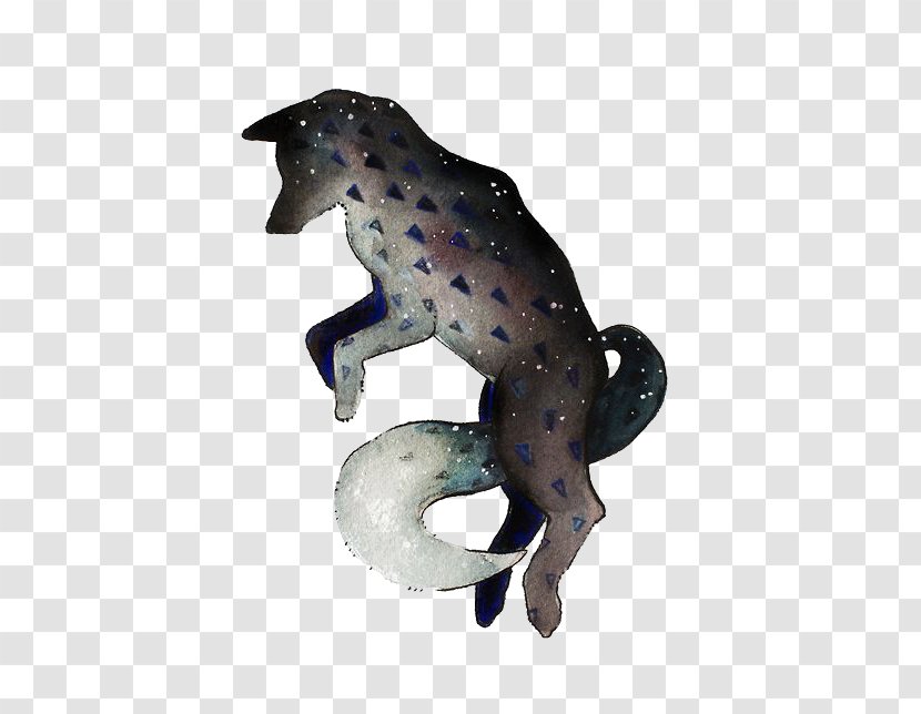 Gray Wolf Drawing Work Of Art Illustration - Amphibian - Painted Transparent PNG