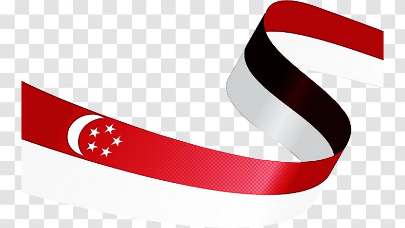Red Background Ribbon - Flag Of Singapore - Logo Wristband Transparent PNG