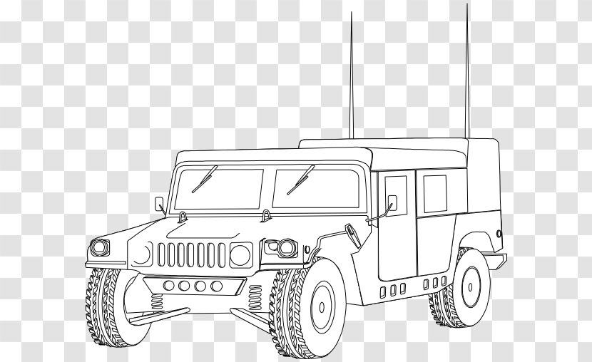 Humvee Hummer H1 Car Jeep - Line Art Transparent PNG