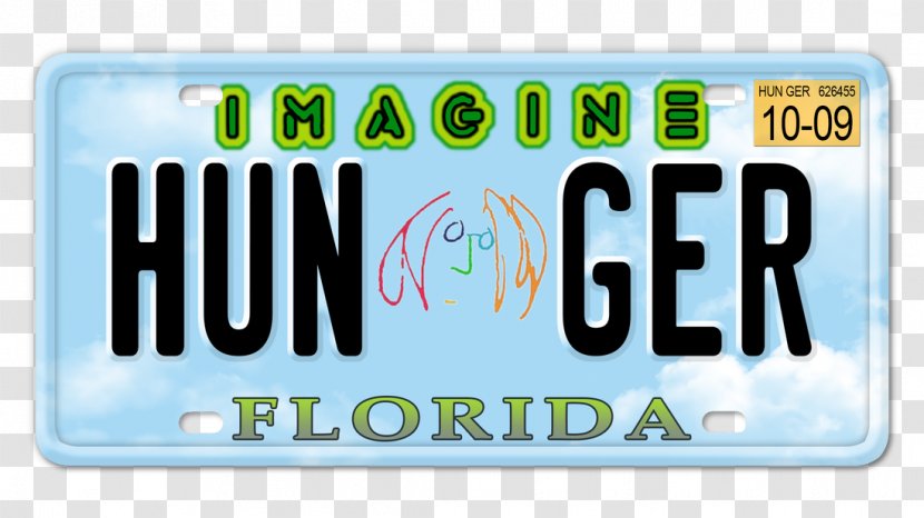 Vehicle License Plates Imagine Feeding Florida Car - Banner - Food TAG Transparent PNG