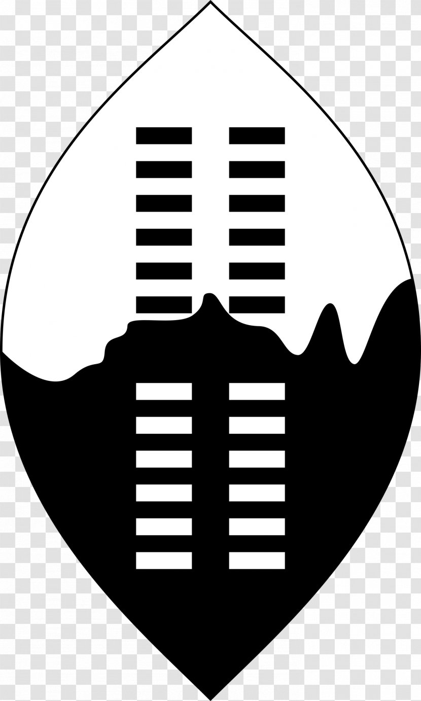 Flag Of Swaziland Shield Escutcheon Clip Art - Black And White Transparent PNG