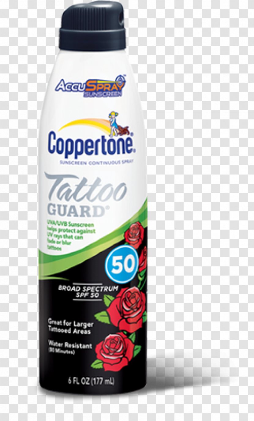 Sunscreen Lotion Coppertone Tattoo Moisturizer - Aerosol Paint Transparent PNG