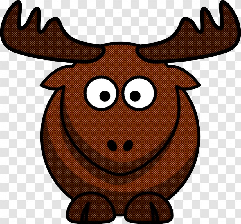 Cartoon Moose Brown Antler Snout - Happy Smile Transparent PNG