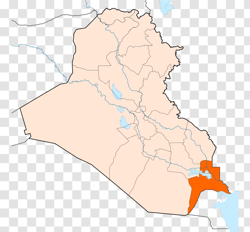 Basra Dhi Qar Governorate Al Anbar Governorates Of Iraq Hillah - Map Transparent PNG