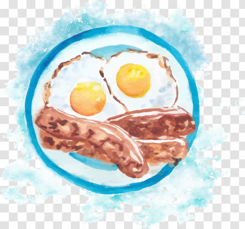 Fried Egg Breakfast Bacon, And Cheese Sandwich Ham - Cooking - Vector Hand-painted Bacon Omelette Transparent PNG