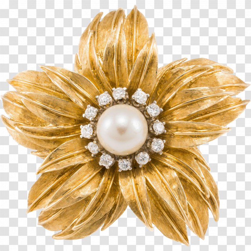 Pearl Brooch Colored Gold Charms & Pendants Transparent PNG