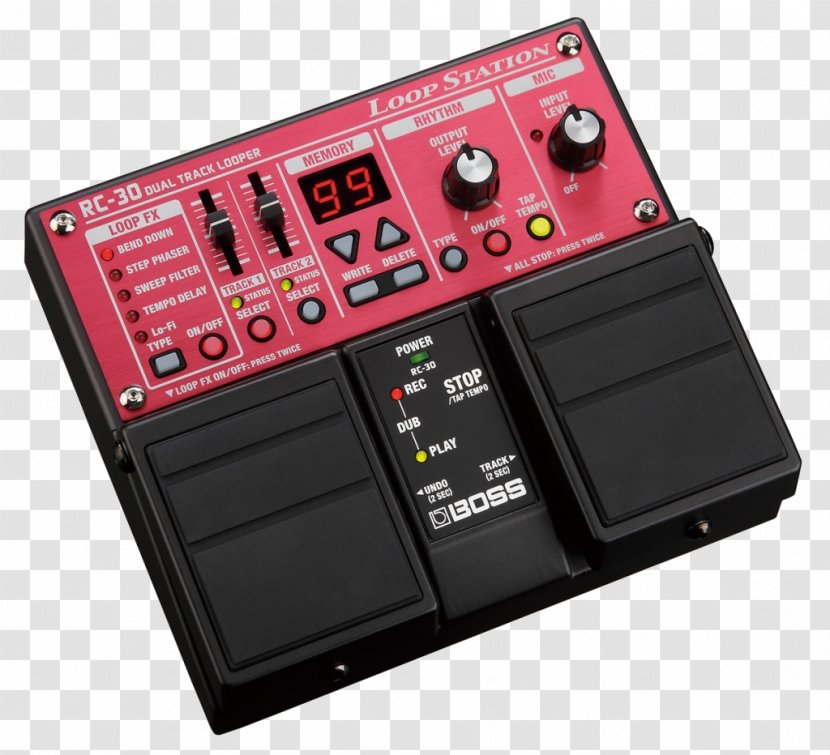 BOSS RC-30 Dual Track Looper Effects Processors & Pedals RC-3 Loop Station RC-300 - Silhouette - Electric Guitar Transparent PNG