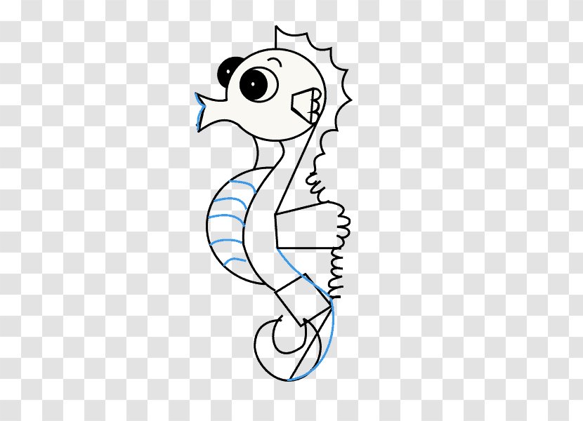 Seahorse Line Art Drawing Cartoon Clip - Flower - Draw Transparent PNG
