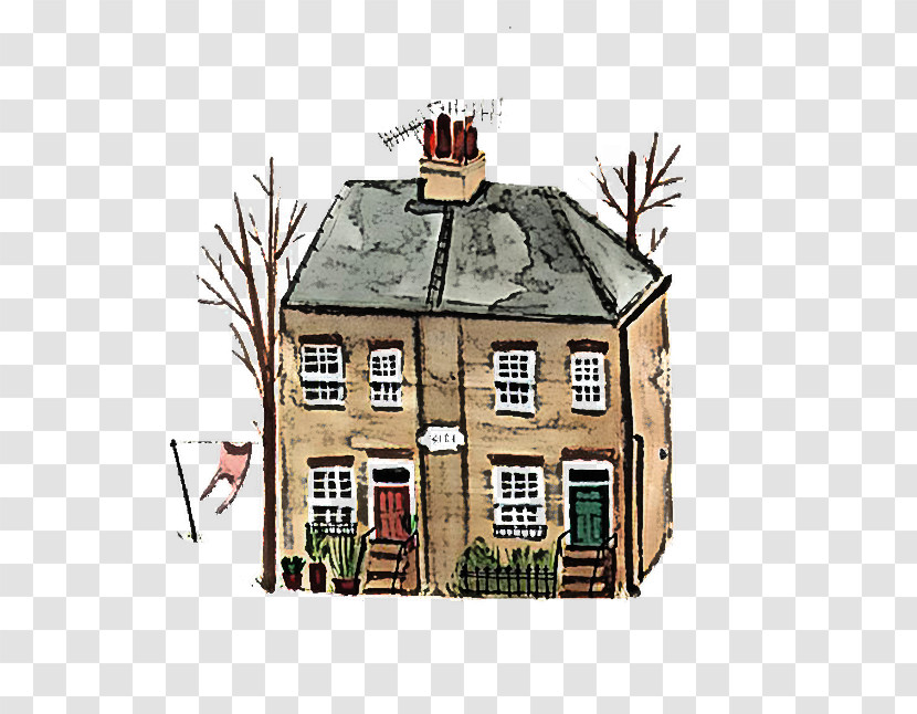 Cartoon Cottage House Building Roof Transparent PNG