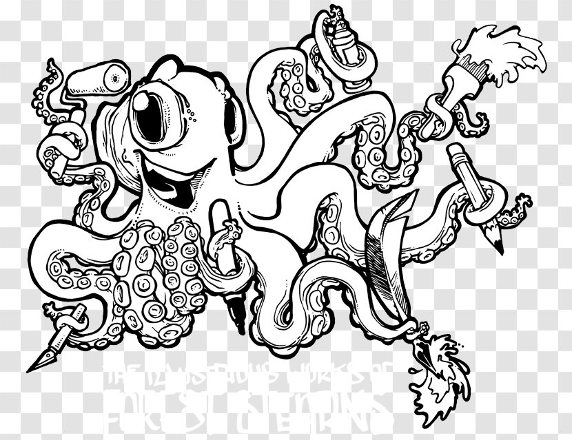 Vertebrate Visual Arts Drawing Line Art Clip - Frame - Octopus Transparent PNG