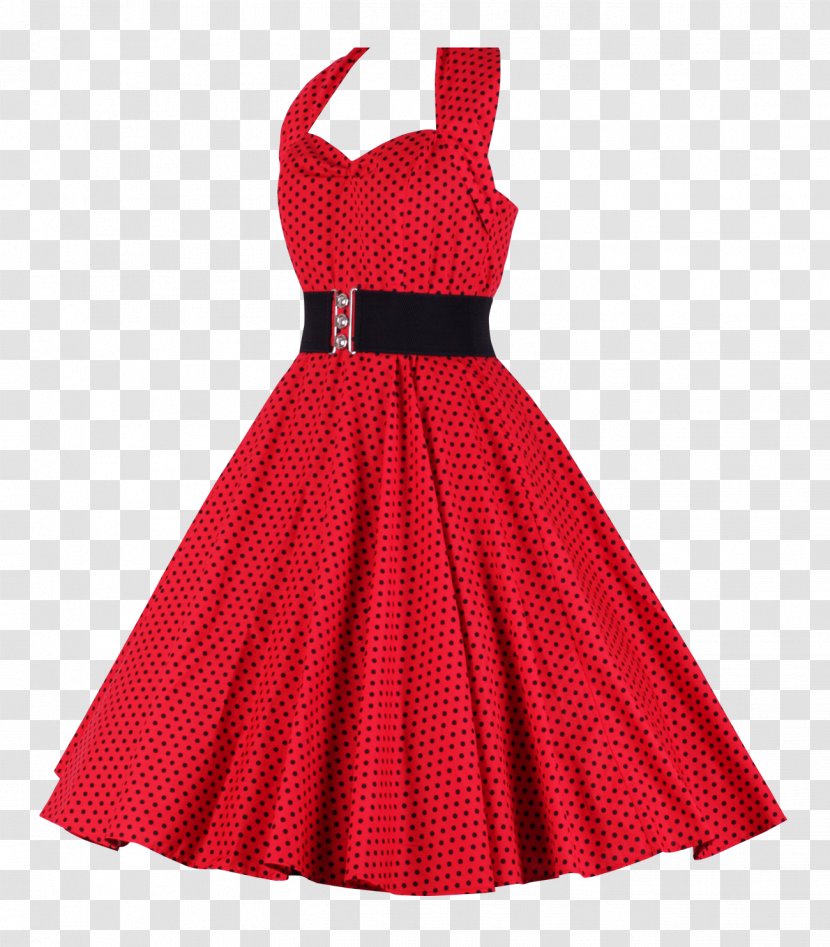 1950s Dress Halterneck Clothing Polka Dot - Prom - Women Transparent PNG