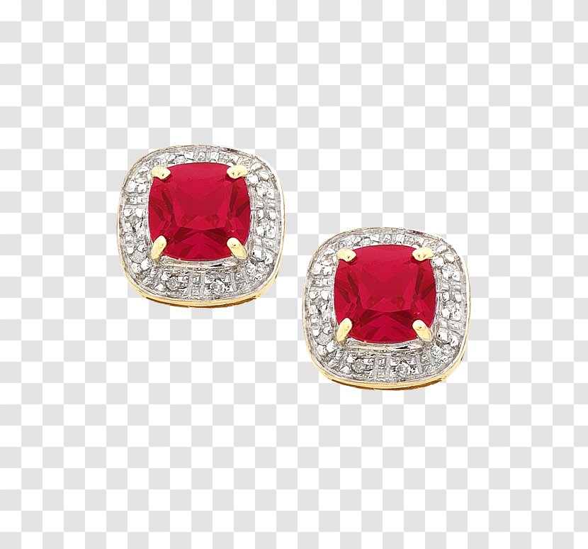 Ruby Earring Jewellery Colored Gold Gemstone - Imitation Gemstones Rhinestones - And Flower Ring With Diamonds Transparent PNG