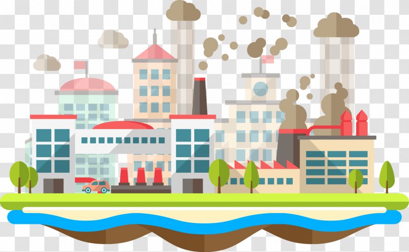 Adobe Illustrator Download - Pollution - Cartoon Flat Island City Building Transparent PNG
