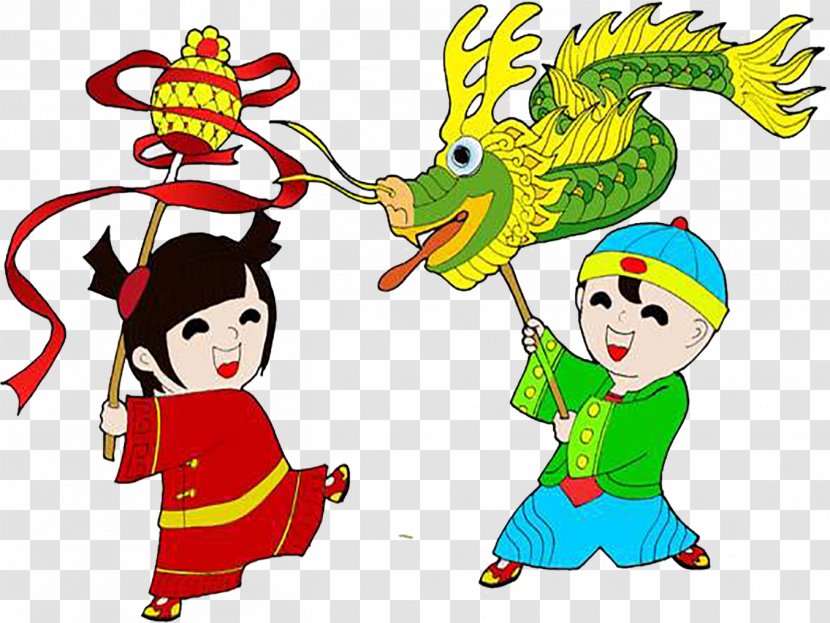 Dragon Dance Lion Chinese New Year Cartoon - Temple Fair Transparent PNG