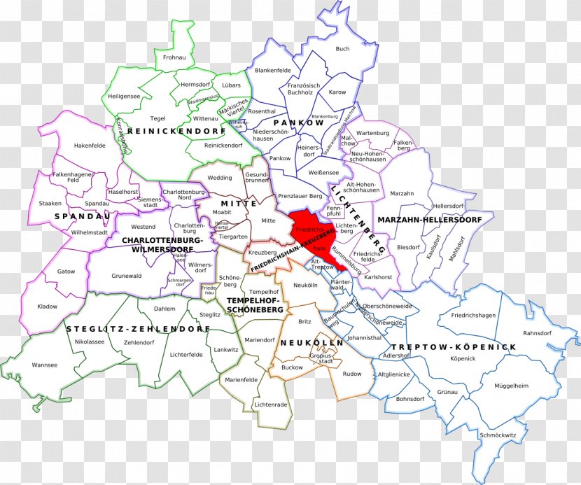 Mitte Britz Pankow Treptow-Köpenick Kreuzberg - Map Transparent PNG