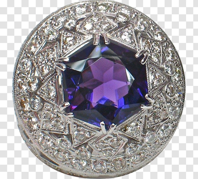 Amethyst Purple Sapphire Crystal Diamond - Silver Transparent PNG