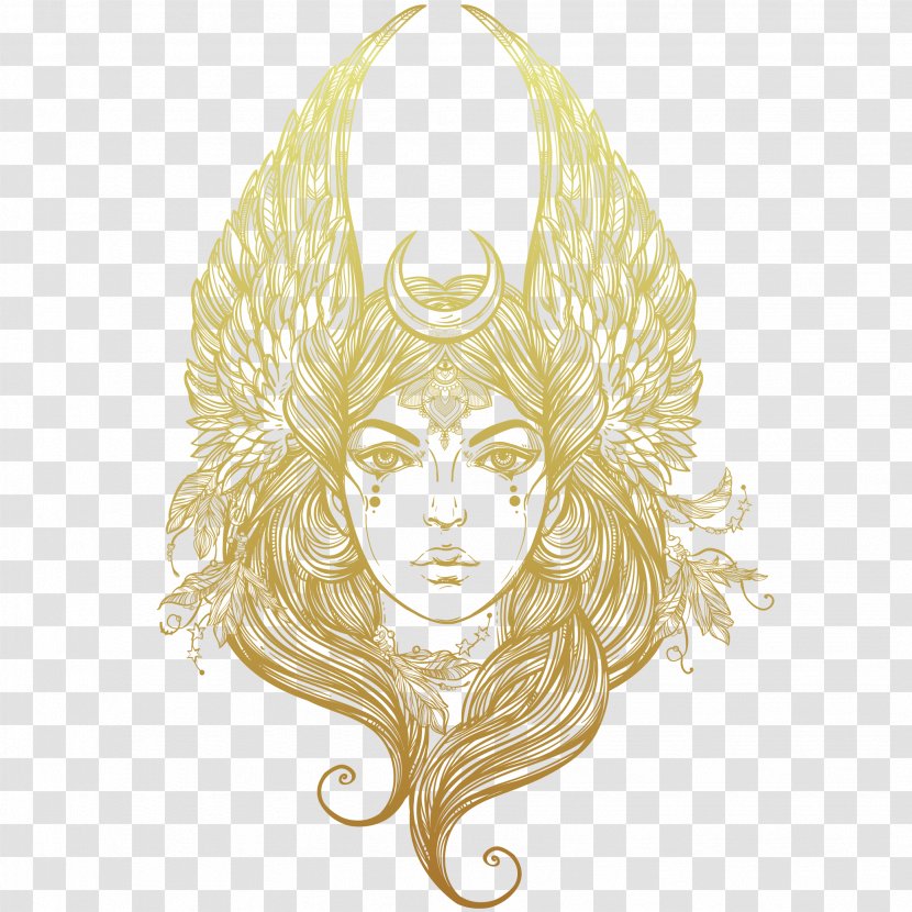 Tattoo Lilith Stock Photography Drawing - Demon - Cartoon Retro Golden Goddess Illustration Transparent PNG