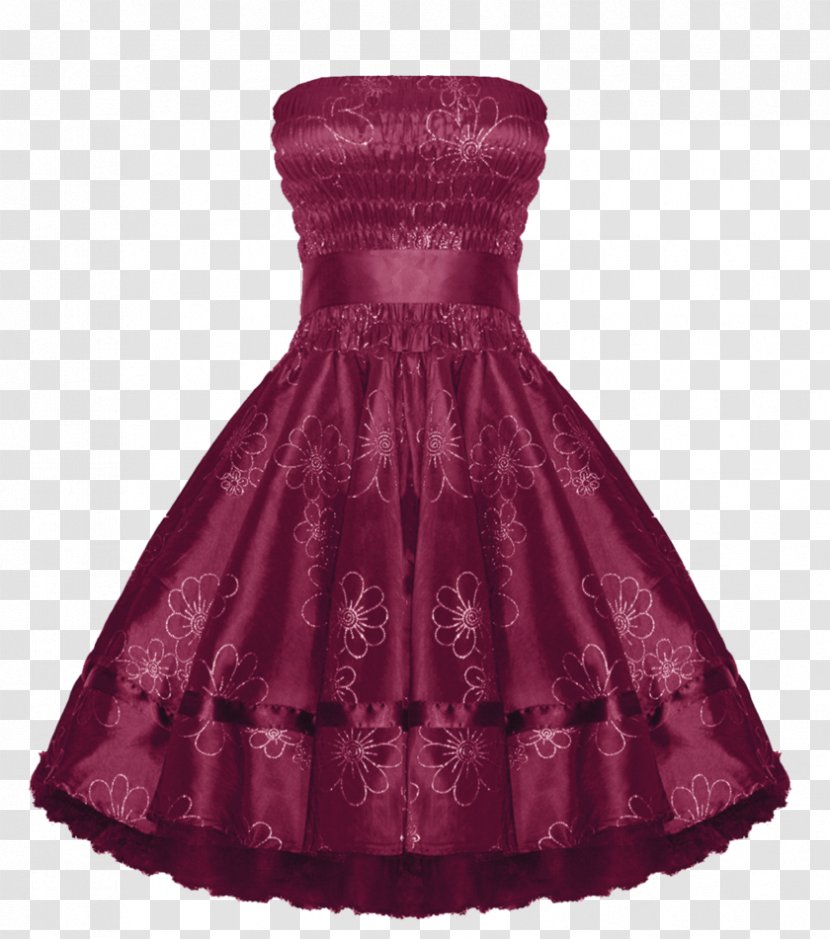 1950s Cocktail Dress Evening Gown Formal Wear - Raspberry Transparent PNG