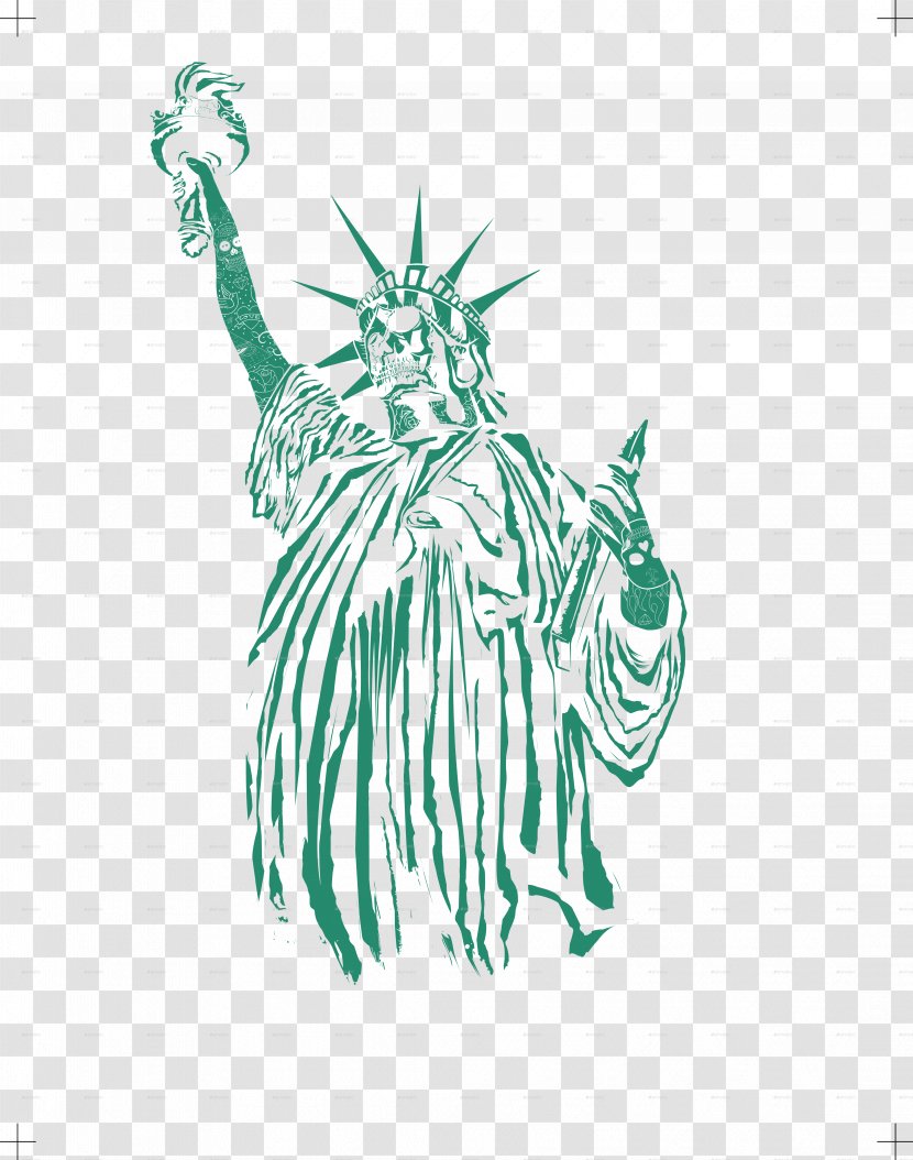 Cat Statue Of Liberty Visual Arts Sketch - Cartoon - Zipper Isolated Transparent PNG