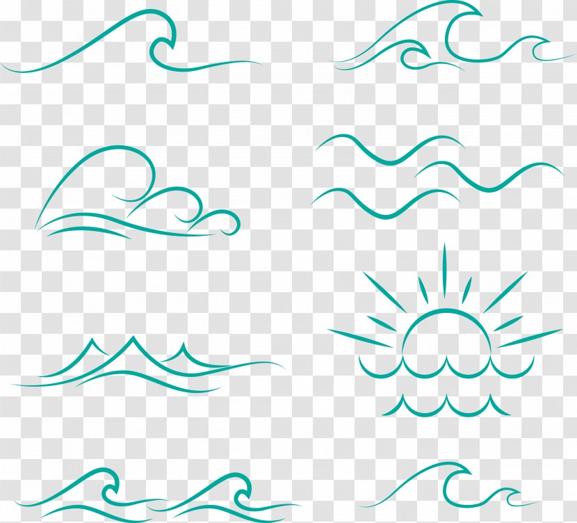 Blue Wind Wave Clip Art - Number Transparent PNG