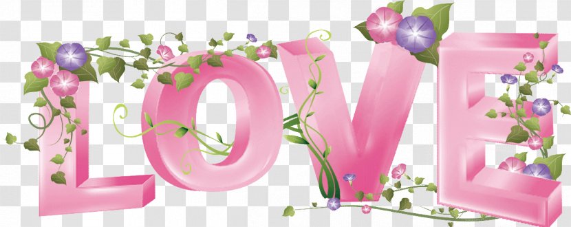 Floral Design Love Dia Dos Namorados - Pink - Crystal Word Transparent PNG