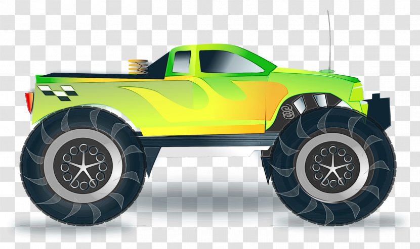 Monster Truck Vehicle Car Radio-controlled Automotive Tire - Wet Ink - Model Transparent PNG