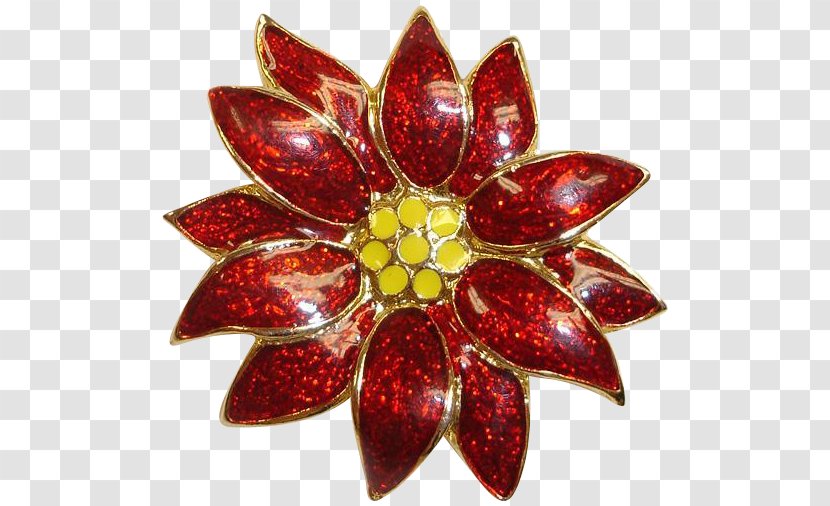 Brooch Poinsettia Pin Gold Imitation Gemstones & Rhinestones - Pink - Christmasss Red Flower Transparent PNG