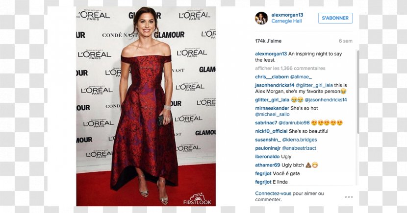 United States Women's National Soccer Team 2015 Glamour Women Of The Year Awards Football Dress - Cocktail - Alex Morgan Transparent PNG