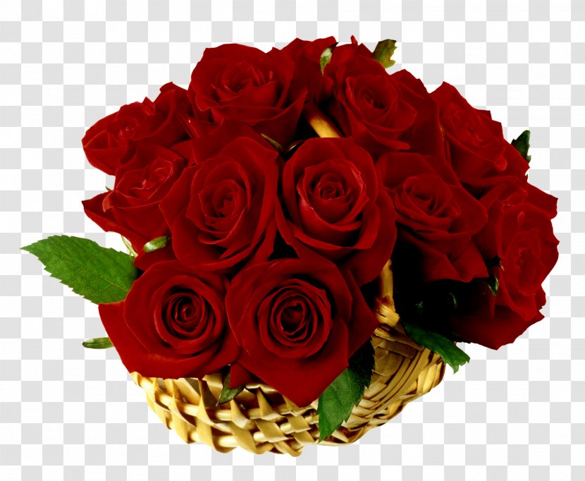 Rose Basket Flower Clip Art - Cut Flowers - Red Decorative Transparent PNG
