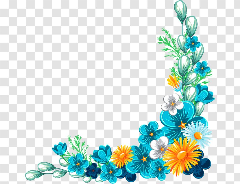 Flower Rose Clip Art - Blue Fancy Border Texture Transparent PNG