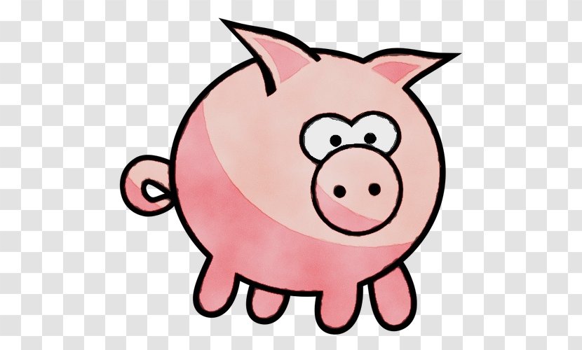 Pink Cartoon Clip Art Snout Suidae - Smile Domestic Pig Transparent PNG