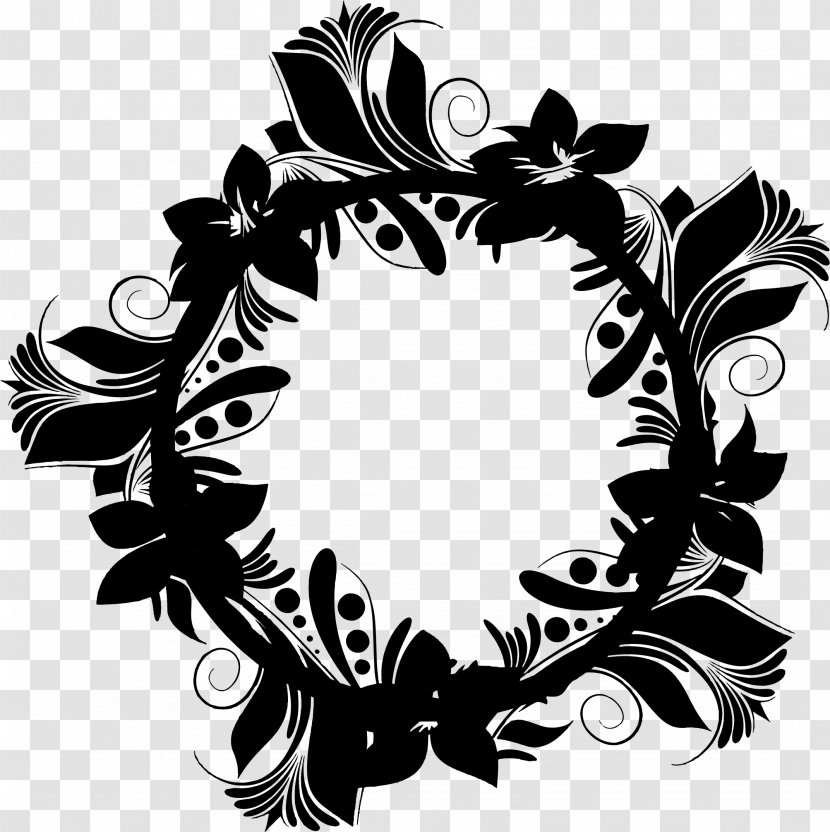 Black & White - Wreath - M Pattern Font Leaf Transparent PNG