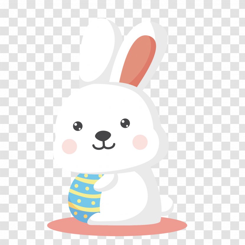 Easter Bunny Rabbit Cartoon Illustration - Vector Cute White Transparent PNG