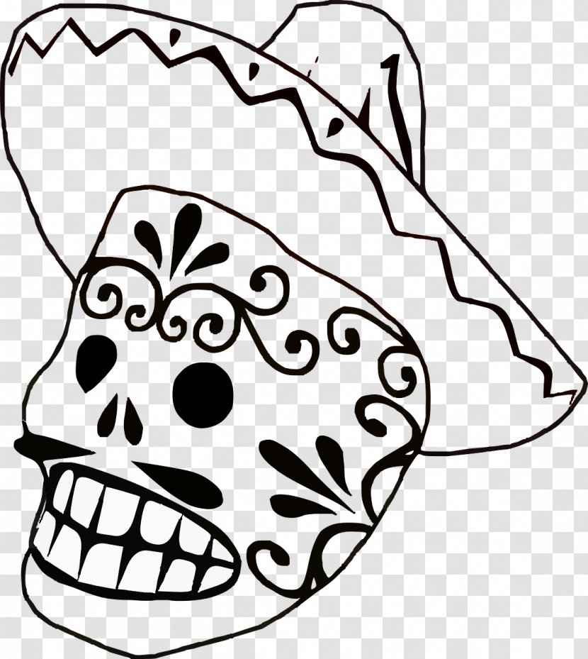 Calavera Mexican Cuisine Day Of The Dead Clip Art - Skull - Beard And Moustache Transparent PNG