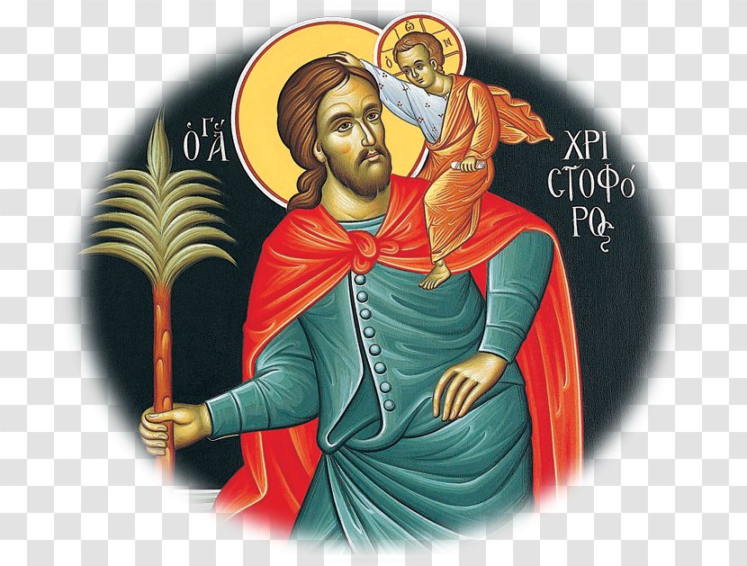Saint Christopher Carrying The Christ Child Eastern Orthodox Church Mount Athos Lake Trichonida - Martyrs Transparent PNG