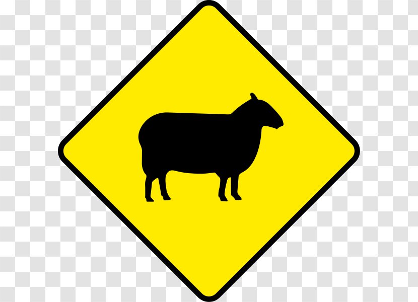 Sheep Traffic Sign Road Warning Cattle - Black And White - Ireland Transparent PNG