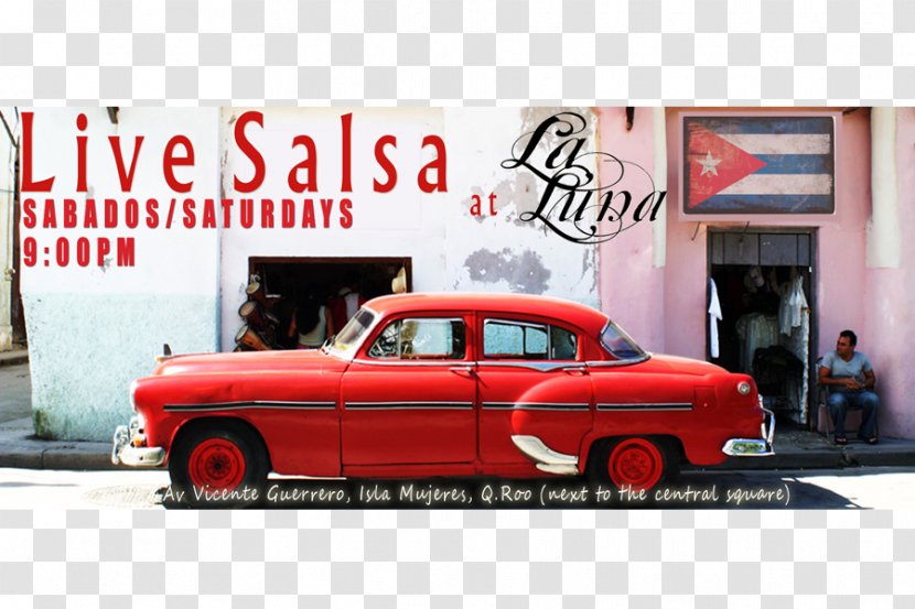 Old Havana Cuba Car Fototapeta - Vehicle - Salsa Flyer Transparent PNG