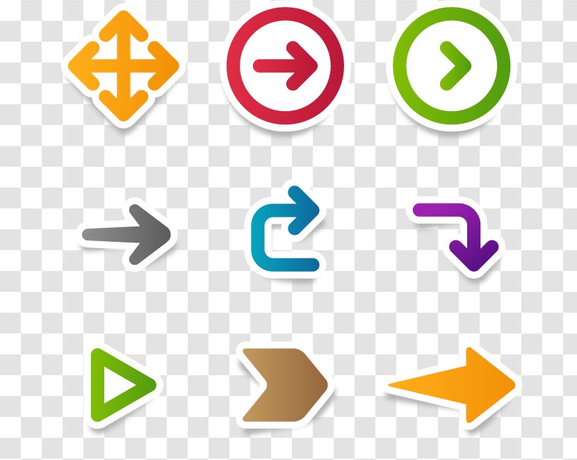 Arrow Euclidean Vector Shape Icon - Symbol - Colorful Origami Transparent PNG