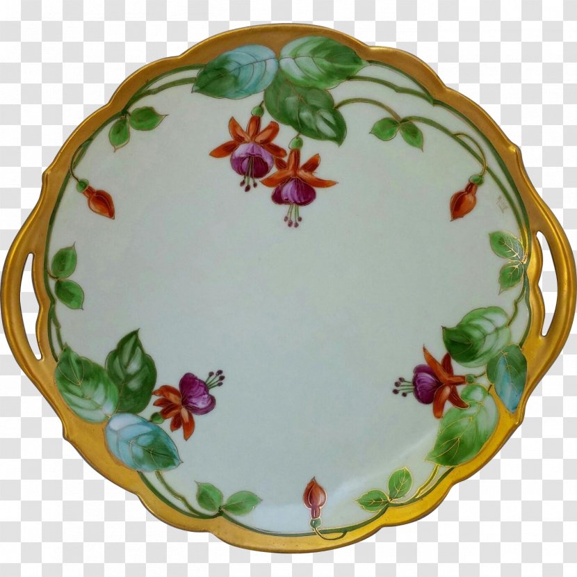 Tableware Platter Ceramic Plate Saucer - Serveware - Green Hand Painted Leaf Floral Border Transparent PNG