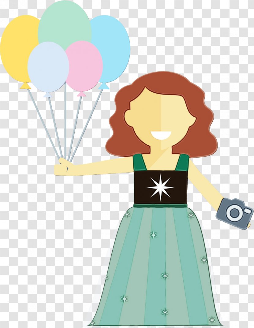 Cartoon Balloon Dress Clip Art Fictional Character - Wet Ink - Style Transparent PNG