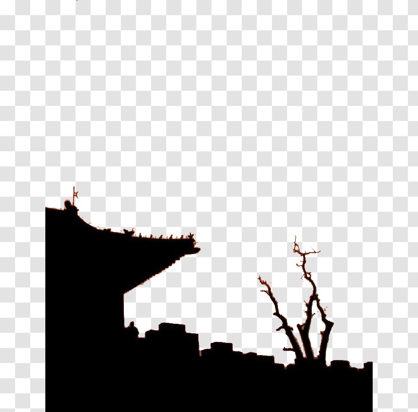 Fortifications Of Xian Silhouette Architecture - Tree - Ancient Town Dead Trees Transparent PNG