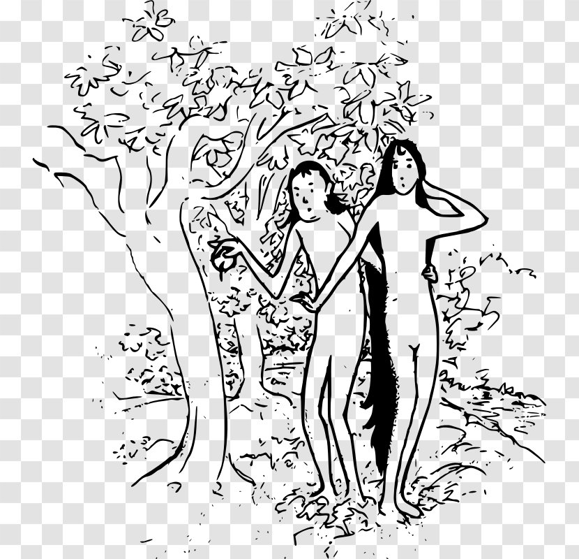 Garden Of Eden Adam And Eve Cartoon Clip Art - Silhouette - Creation Transparent PNG